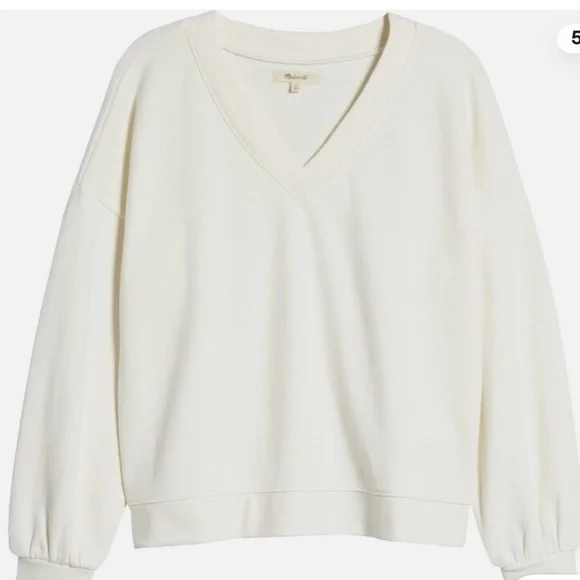 Madewell off-white V-Neck Sweatshirt size M. Oversized. Balloon sleeves - Picture 4 of 16